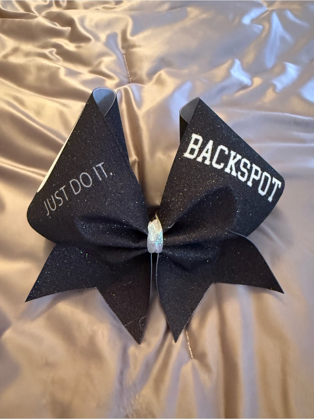 Nike Swoosh Backspot Black Glitter Cheerleading Bow Just Do It